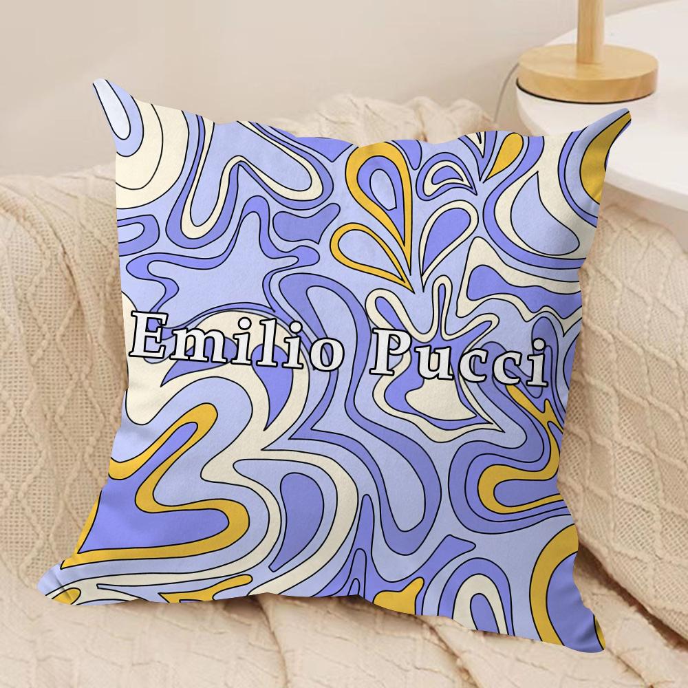 Fashion E-EE-Emilio logo P-Pucci Cushion Cover Soft Plush Double-Sided Pillow Cover Cozy Sofa Cushion Case Living Room Home Gift