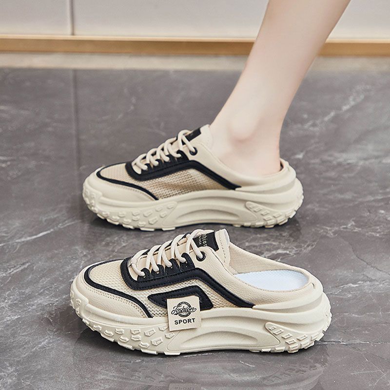 Baotou half slippers women's 2025 new small thick sole heightening half tray women's shoes summer breathable outside maternity shoes