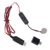 USB or Type-C To 3V CR2032 Dummy Battery Charging Cable with Switches Repalce CR2032 3V Battery for Thermometer Toy