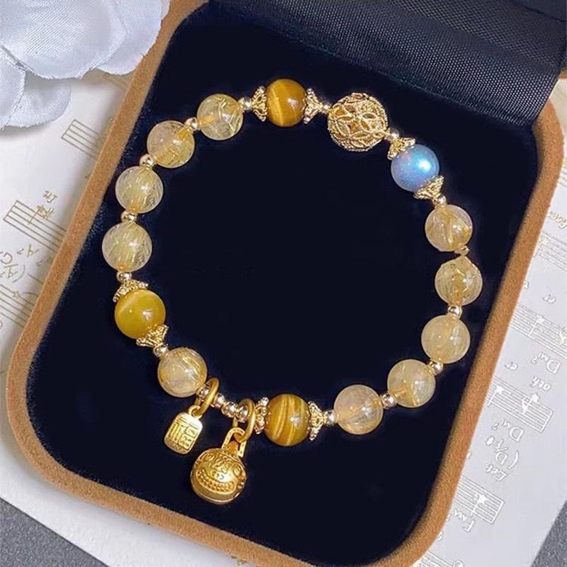 Elegant Yellow Wealth God Bracelet with Tassel - Attracts Wealth & Blessings, Perfect Good Luck Gift for Women