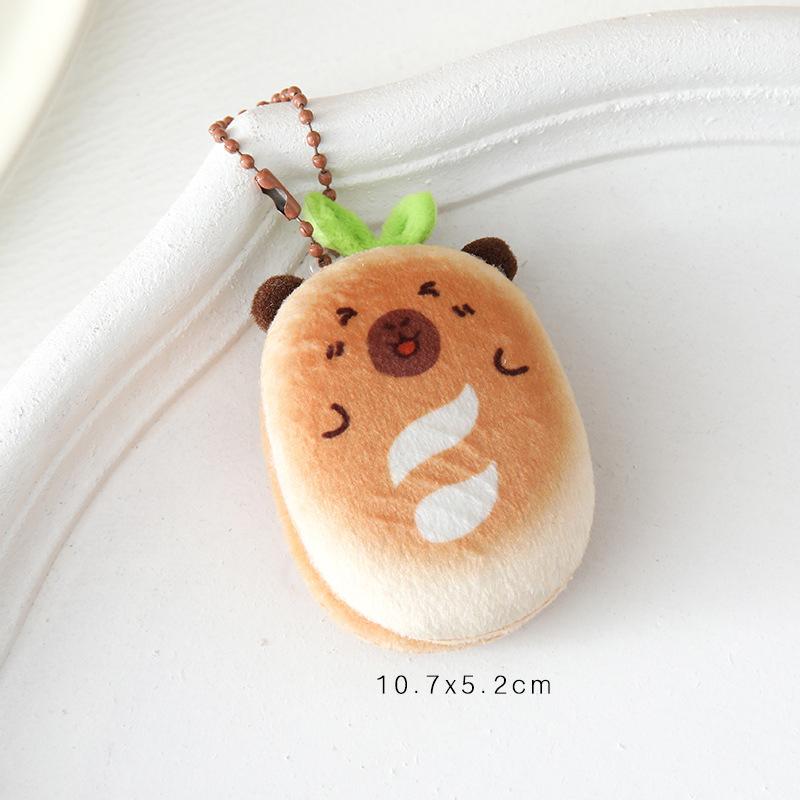 Creative Soft Stuffed Burger Animal Capybara Plush Doll Key Chain Toy Cartoon Bag Car Pendant Toast Keyring