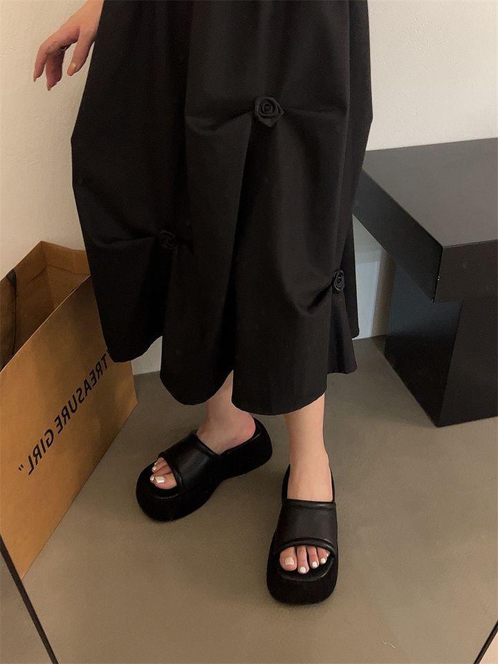 Women's Summer 2025 One-Strap High Heel Sandals - Round & Open Toe, Soft-Thick Sole, Comfortable for Commute