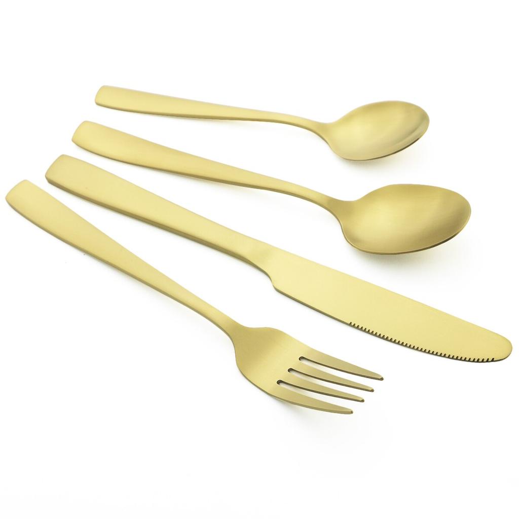 6 People Stainless Steel Cutlery Set White Gold Dinnerware Knives Fork Coffee Spoon Dinner Silverware Home Kitchen Tableware Set