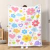 Fflannel Blanket 1pc Colored Shapes Flowers Hearts Stars Soft Comfortable and Warm This Nap Blanket/sofa Blanket Is Suitable for A
