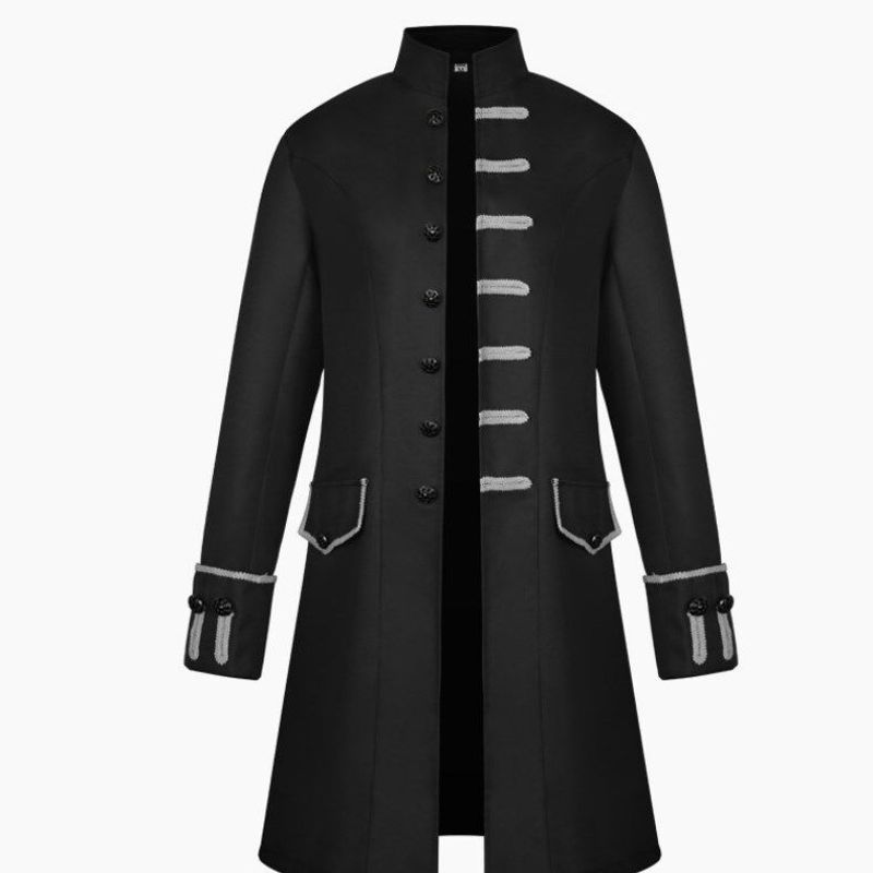 Export Fashion Men's Overcoat Medieval Costume Solid Color Fashion Steampunk Retro Men's Uniforms.