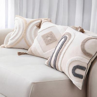 Bohemian Cushion Cover Geometric Tufted Throw Pillow Cover with Tassels Decorative Boho Pillow Case for Home Farmhouse Sofa Couch Bedroom