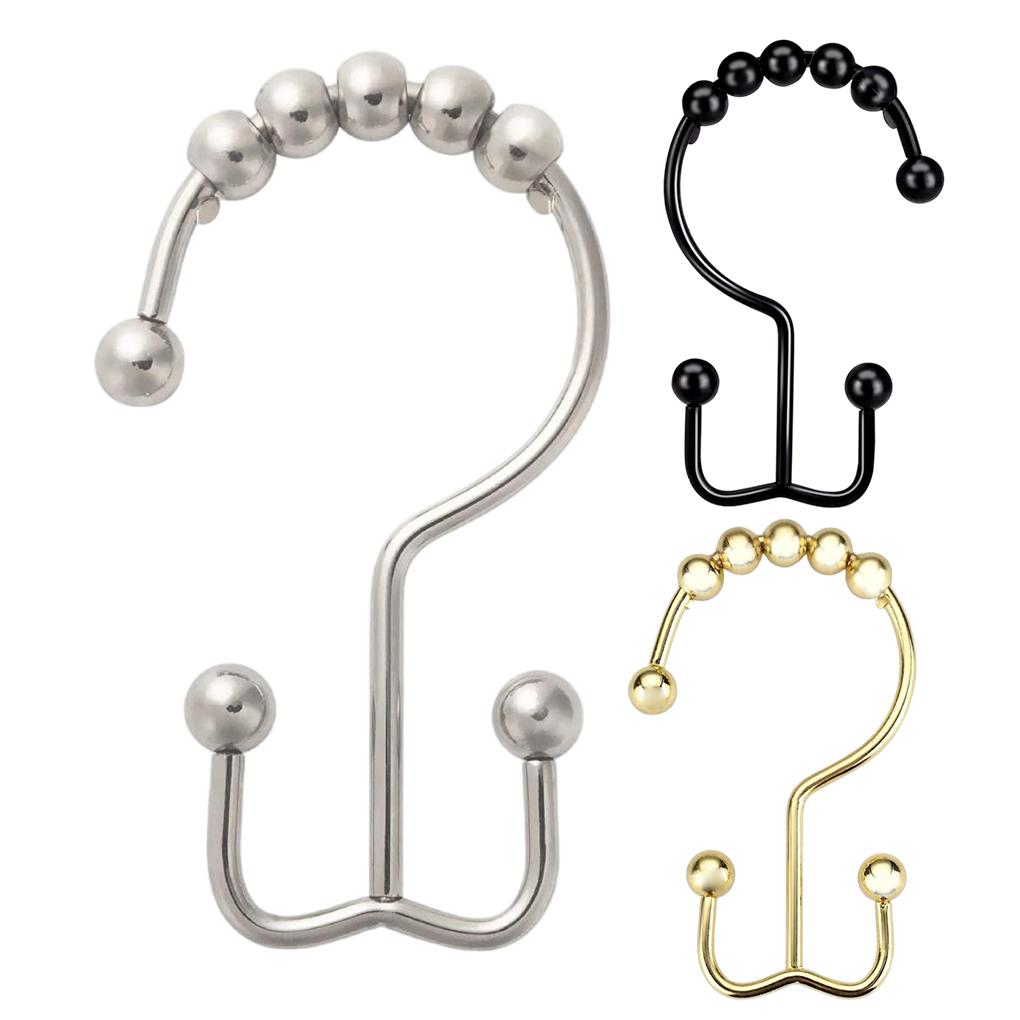 12 Pieces Shower Curtain Hooks Drape Hangers Bathing Liners Washroom Bathtub Clip Rings Household Farmhouse Accessories