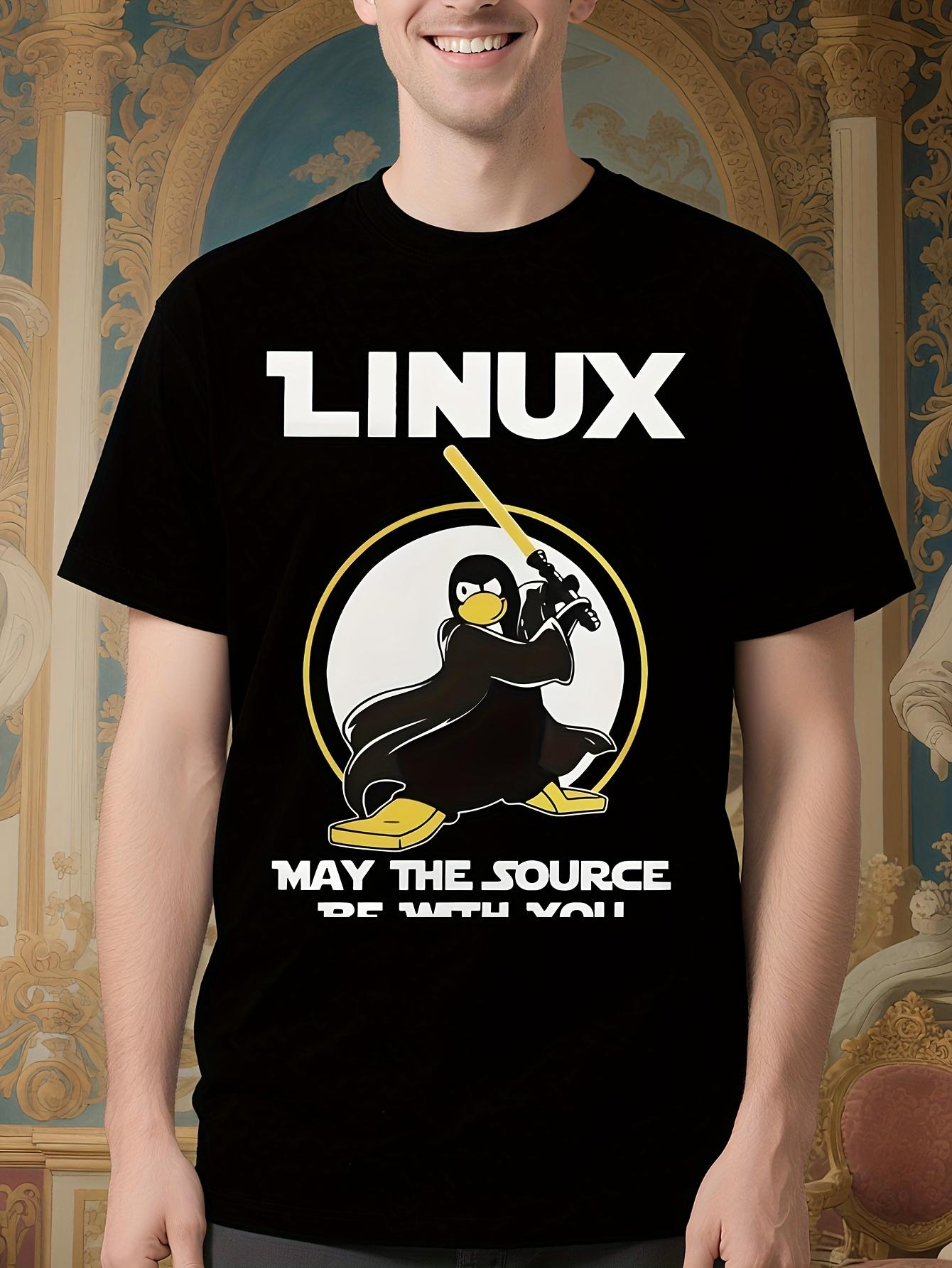 Linux Penguin Coding Tshirt - Black with Bold Linux Text ... XL
