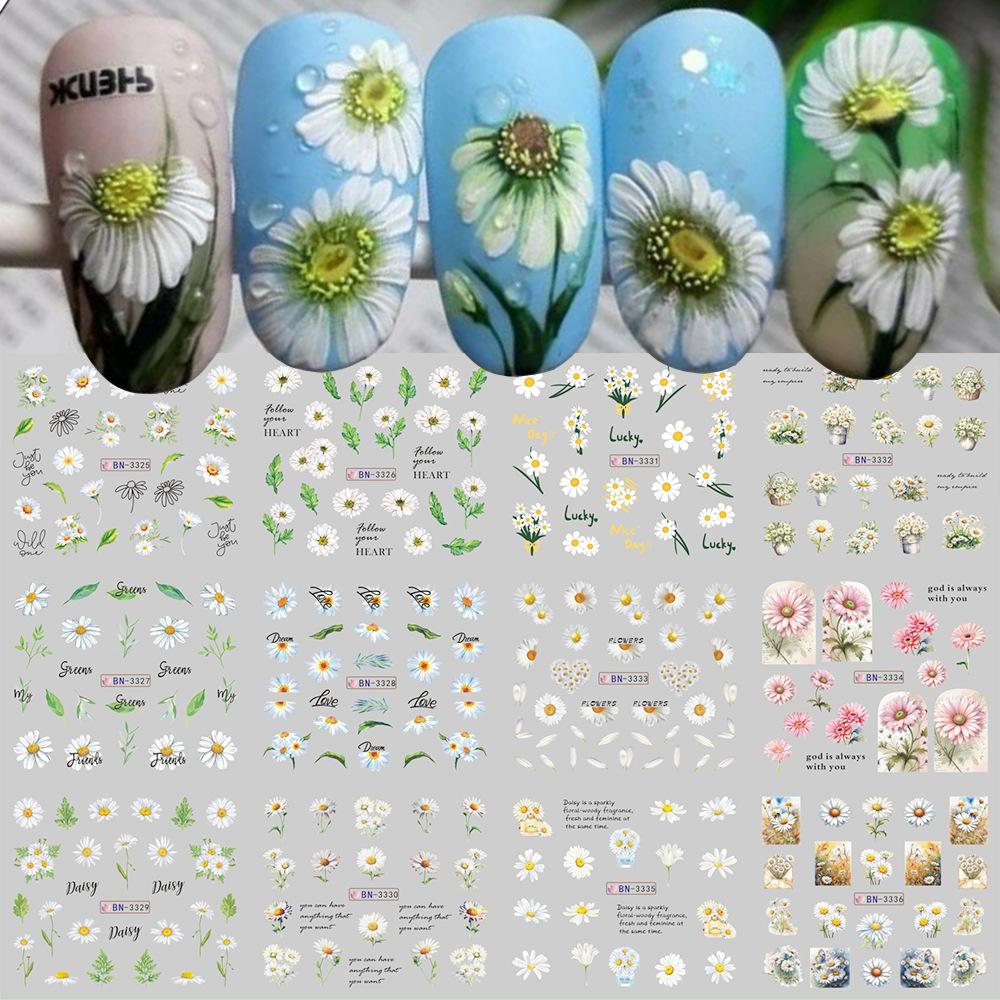 Nail Art Sticker, Spring And Summer Flower And Grass Series, Zou Ju Flower Watermark Nail Sticker
