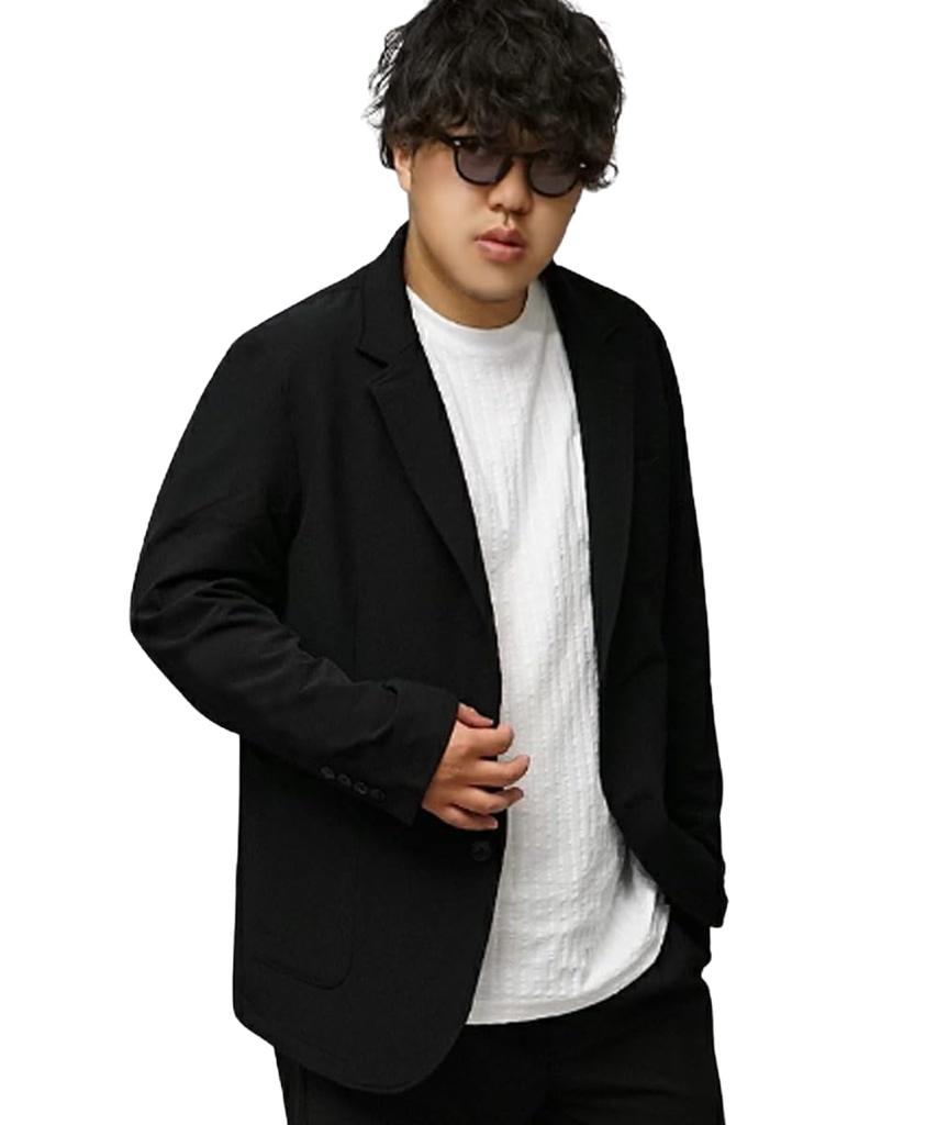 Tailored Jacket Large Size 5L 4L 3L 2L Casual Suit Specialty Comfortable Iwasho 3L Black [Samdiff] Men's [Stretch Material] (01)