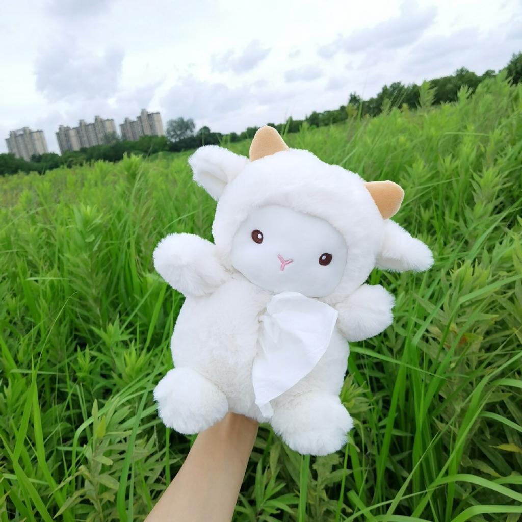 Cartoon Car Tissue Box Creative Little Sheep and Pig Car Hanging Paper Drawer Box Cute Car Interior Supplies Tissue Box