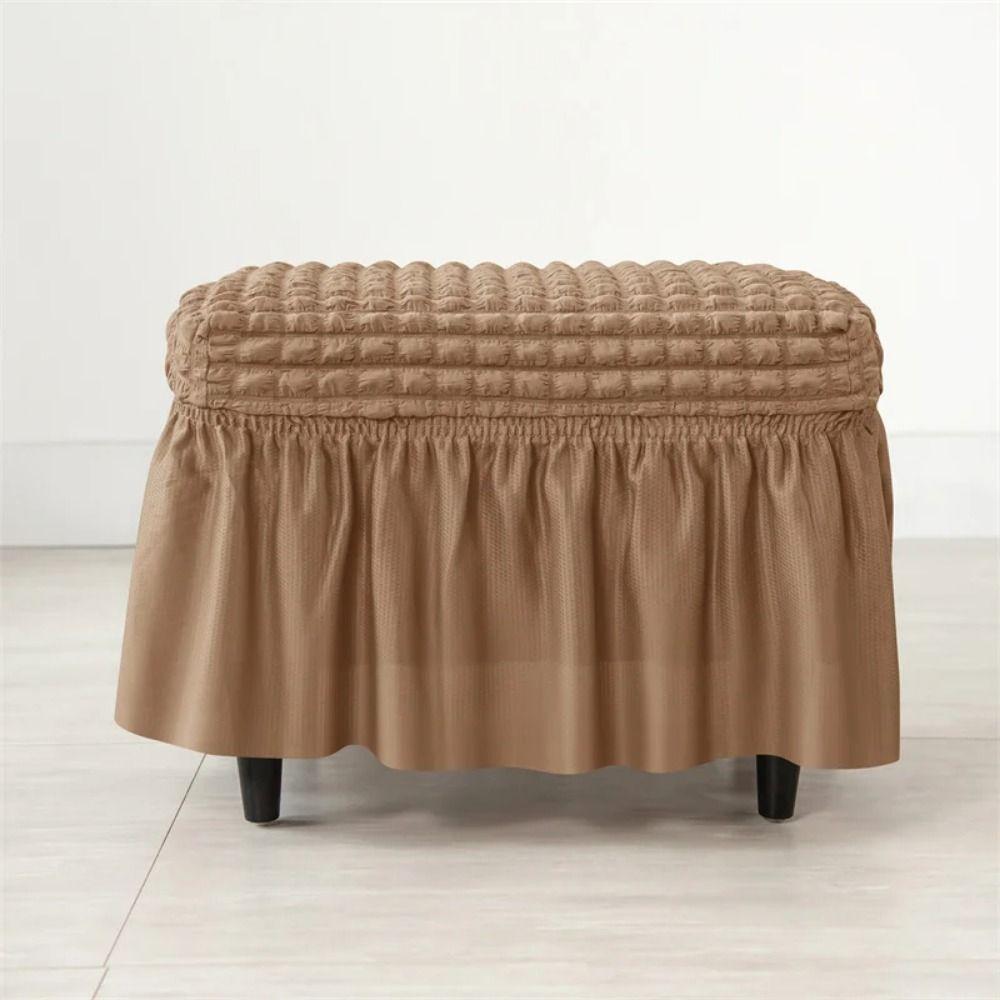 Universal Stool Cover Solid Color Footrest Slipcover Washable Ottoman Cover Dining Room