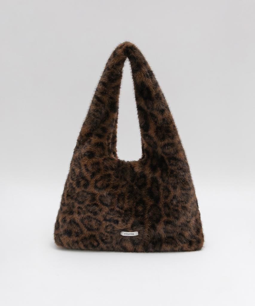 Rolarola Leopard Fur Tote Bag Deep Brown