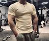 Men's Slim Fit Ribbed T-Shirt - Stretchy, Tight-Fitting, Round Neck, Short Sleeve, Muscle-Defining Fitness Tee
