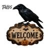 Haunted House Supplies Halloween Wooden Welcome Sign, Spooky Skull Frog Crow Witch Door Hanger, Hanging Plaque 2D Wall Sign for Home Party Decor