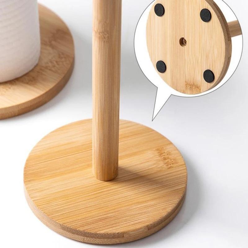 Modern Wooden Kitchen Roll Paper Towel Holder Vertical Bathroom Tissue Stand Base Disposable Paper Pot Organizer For Kitchen
