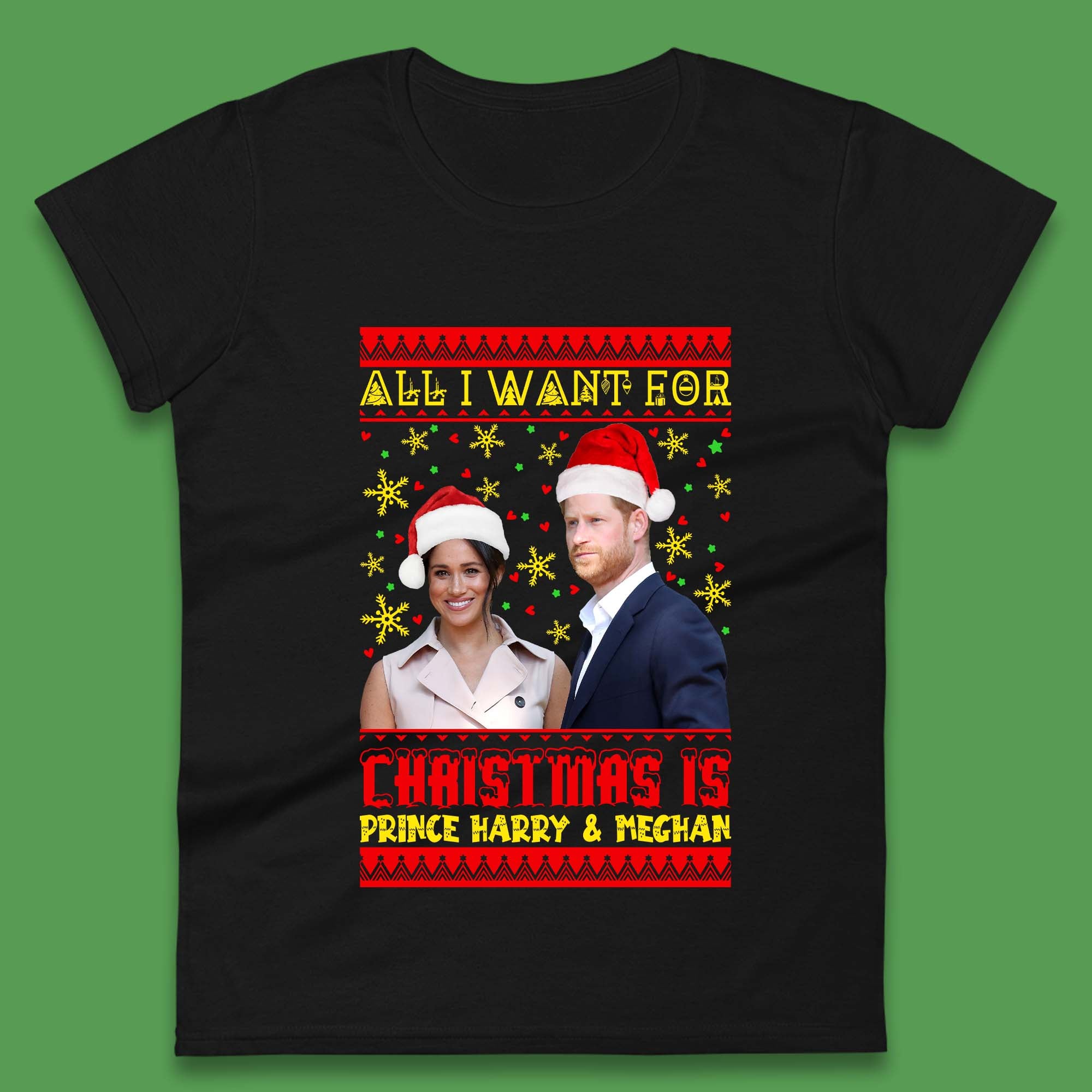Prince Harry & Meghan Christmas Womens T-Shirt Mens Tops Tees Unisex M