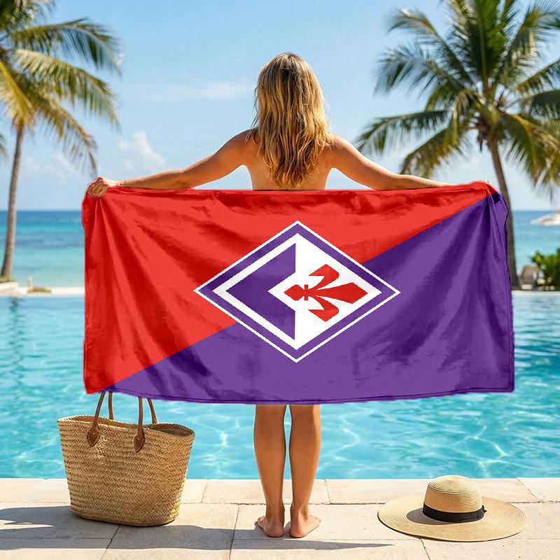Telo da Spiaggia Asciugatura Rapida Fiorentina FC Stampa Microfibra Assorbente Portatile da Viaggio Asciugamano da Nuoto