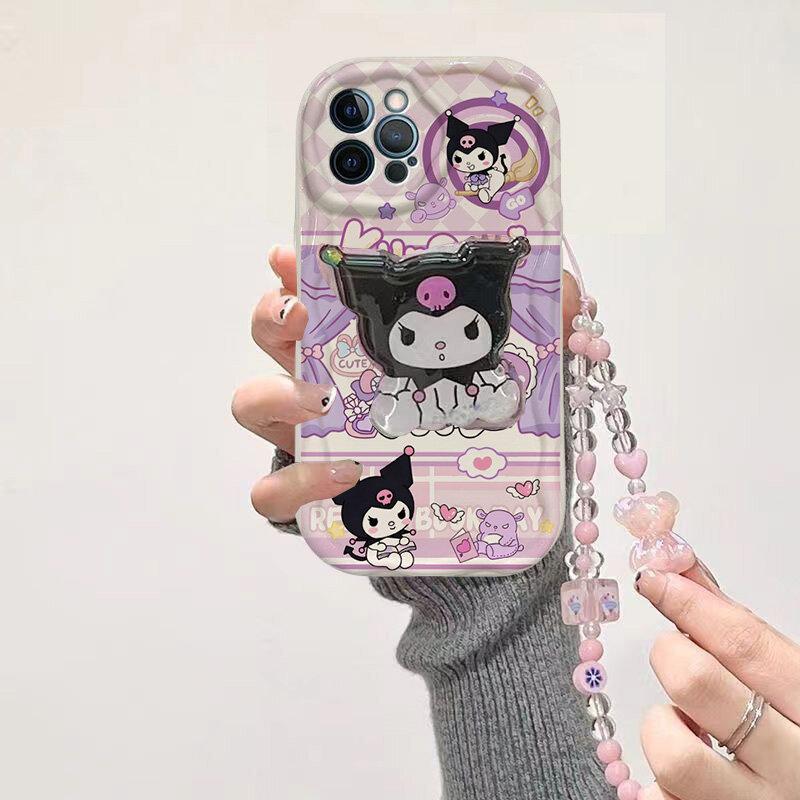 Kuromi Hello Kitty Chain Holder Casing For Xiaomi Redmi 15C 15 Note 15 Pro Plus 5G 14C 13C 12 Note 14 13 Pro Plus 5G Phone Case