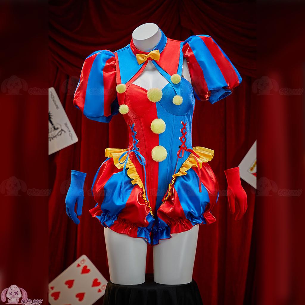Erwachsenes Digitales Zirkus Pomni Cosplay Kostüm Damen Sexy Jumpsuit Mit Hut Socken Halloween Karnevalsparty Niedliche Clown Kleidung Outfit