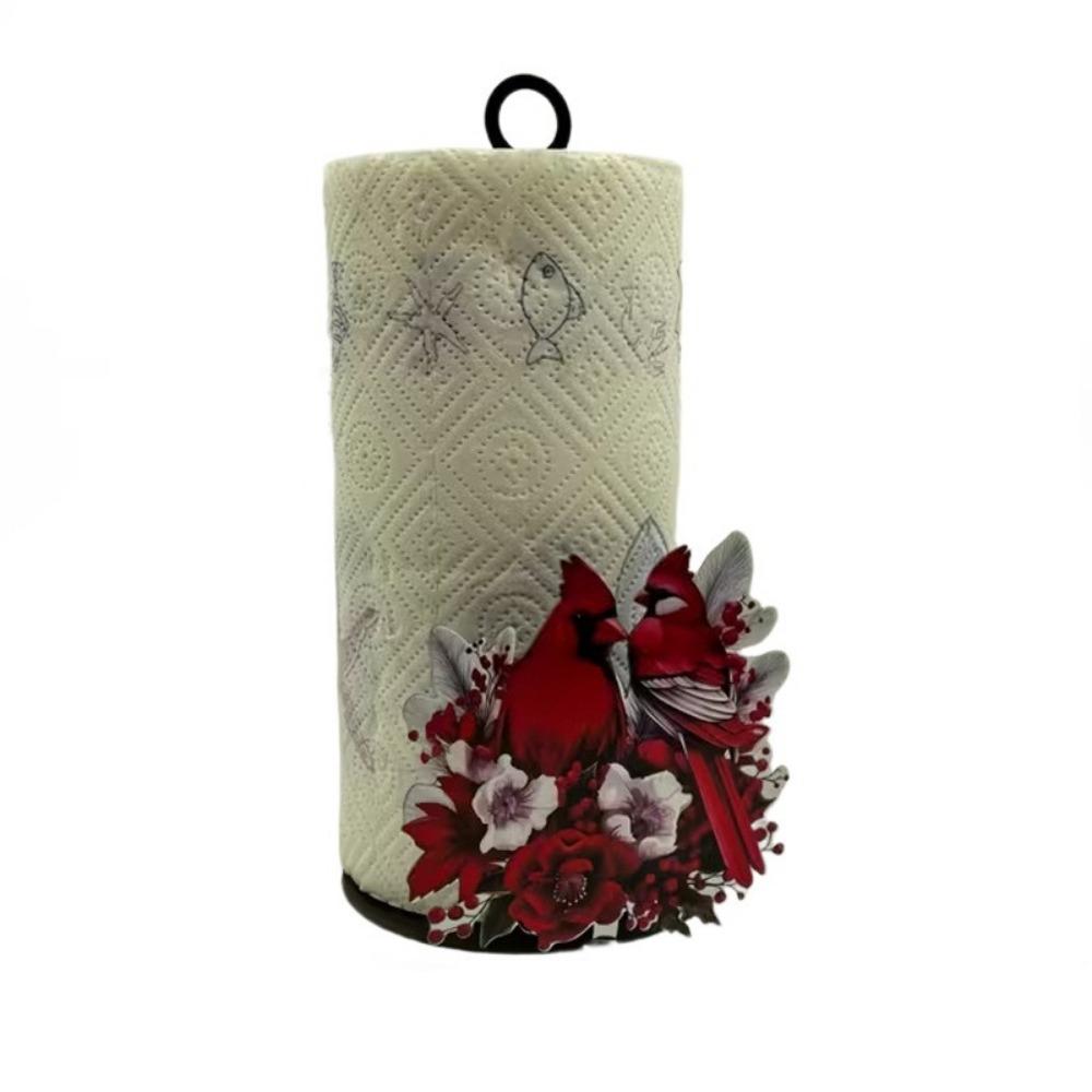 Practical Iron Freestanding Tissue Holder Strawberry Pattern Decorative Vertical Napkins Rack Cute Tissue Stand Bathroom