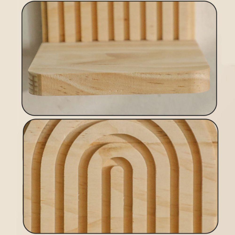 Threaded Construction Wall Mounted Shelves Wooden Material Arched Wall Shelves  Wall Decoration