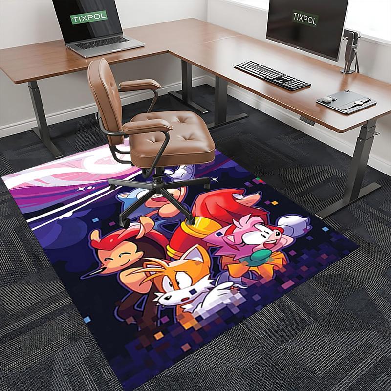 1pc Sonic the Hedgehog & Friends Chair Mat - Anime Cartoon Design, Non-Slip Carpet for Office and Home Decor, Suitable for All Seasons.O085