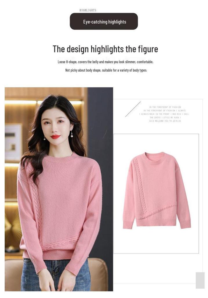 HYY Pure Wool Women's Casual Round Neck Sweater - Warm Knitted Cashmere for Autumn/Winter with Free Shipping & Returns