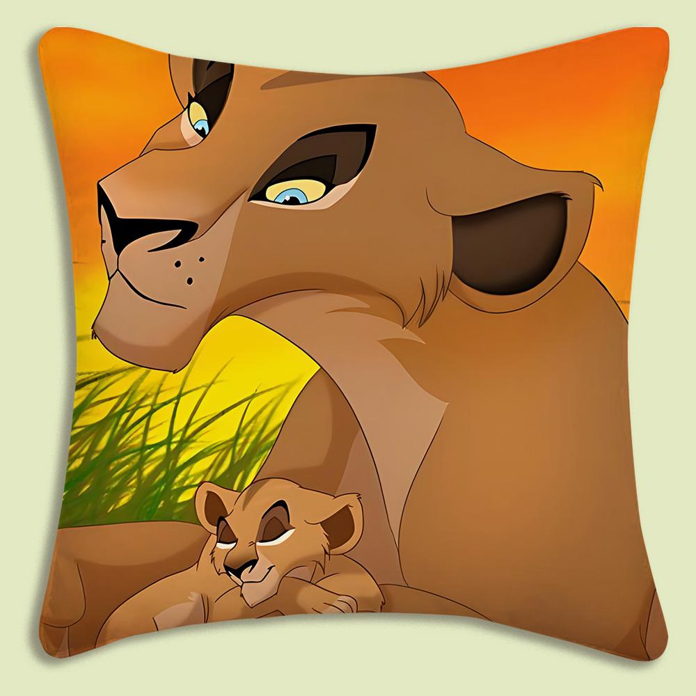 The Lion King Pillow Covers Cartoon Sofa Decorative Home Double-Sided Printing Short Plush Cute Cushion Cover