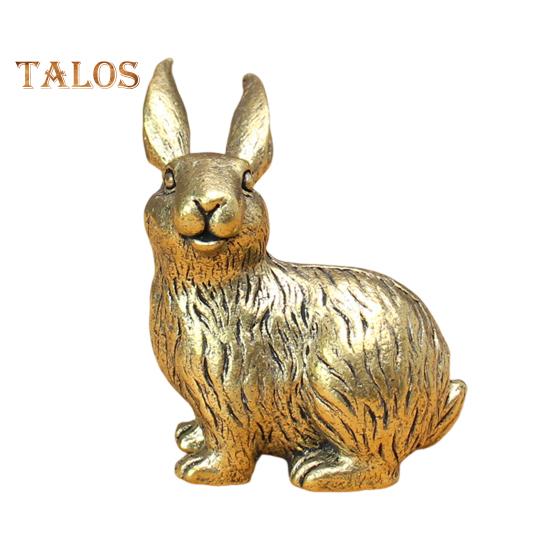 

Латунные фигурки кроликов, старинная золотая статуэтка кролика, миниатюрное пасхальное украшение для домашнего стола, для гостиной, фермерского весеннего декора A
