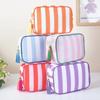 Large Striped Wash Cosmetic Bag for Women Tassel Zipper Makeup Bag Large Capacity Toiletry Storage Organizer Pouch Bags