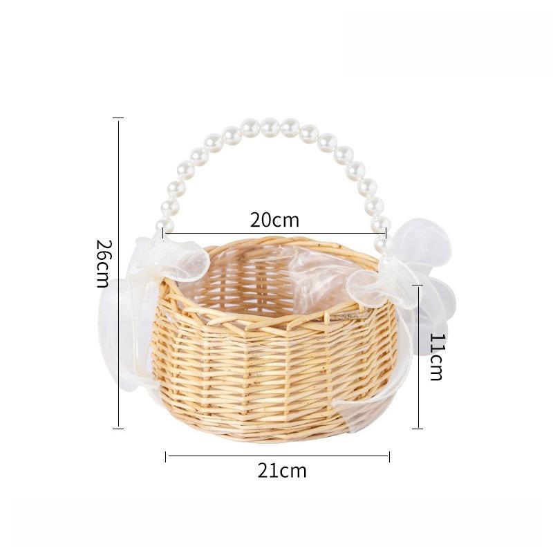Hand-held Pearl Willow Flower Basket Rattan Souvenir Home Decoration Packaging Basket Flower Shop Flower Basket