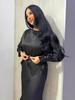 2025 Fall European & American Women's Round Neck Waist-Cinching Long Sleeve Top & Half Skirt Solid Color Set