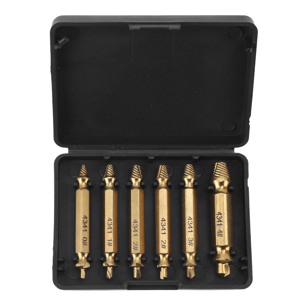 6pcs Drill Bit Screw Extractor Set HSS 4341 Stripped Screw Removal Tool For Stripped Screws
