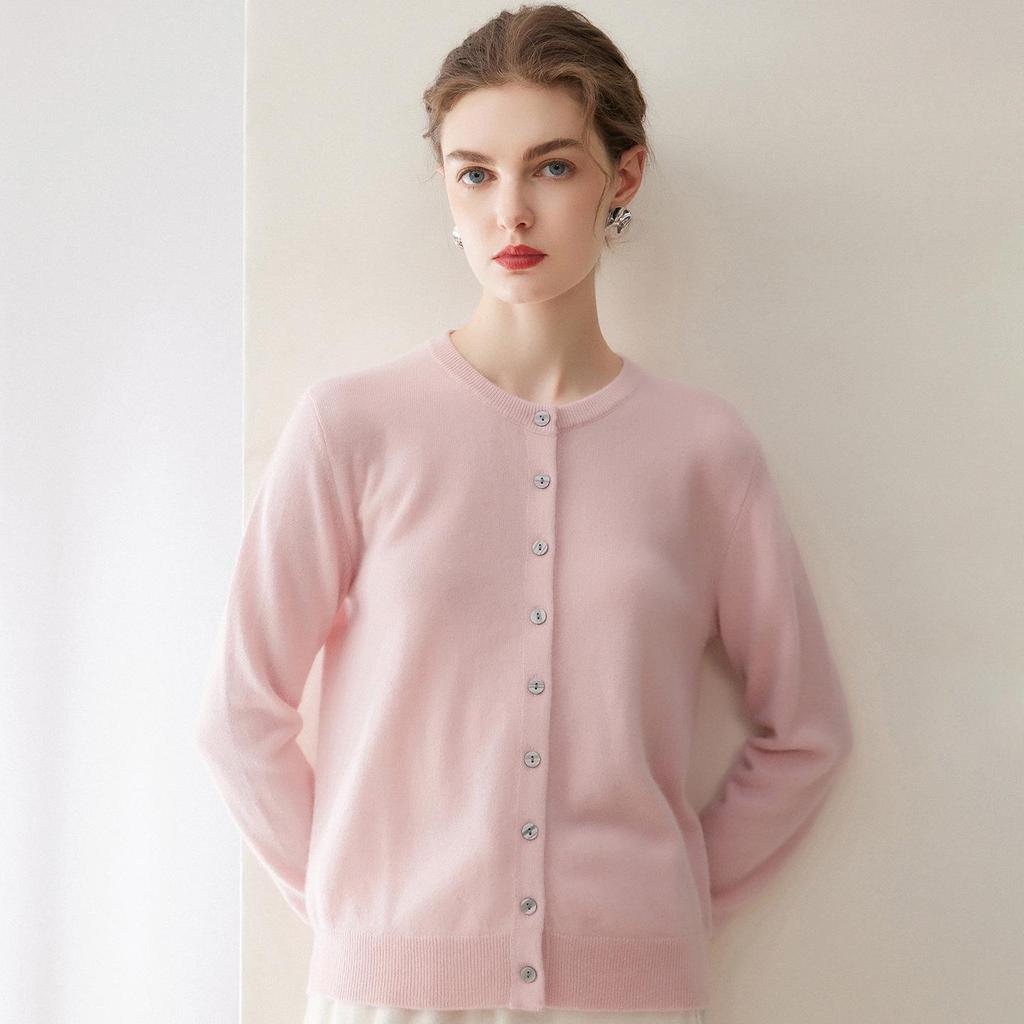 Pure Cashmere Loose Fit Round Neck Cardigan