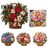 Set de Ramo de Tela Artístico Cesta de Flores Patchwork Kit DIY, Flores en Capas Manualidad Proyecto de Costura Floral 3D para Adultos, Idea de Regalo Hecho a Mano Texturizado