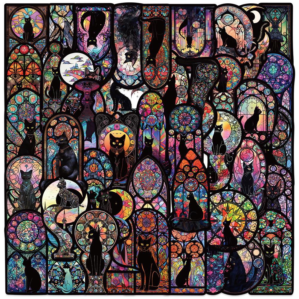 

50 шт. Готические Темные Черные Кошки Луна Наклейки Крутые Хэллоуин Таро Готические Декали Сделай Сам Скрапбук Бутылка Телефон Багаж Автомобильная Наклейка