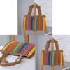 Cotton Rope Tote Bag With Openwork Stripes For Casual Daily Use