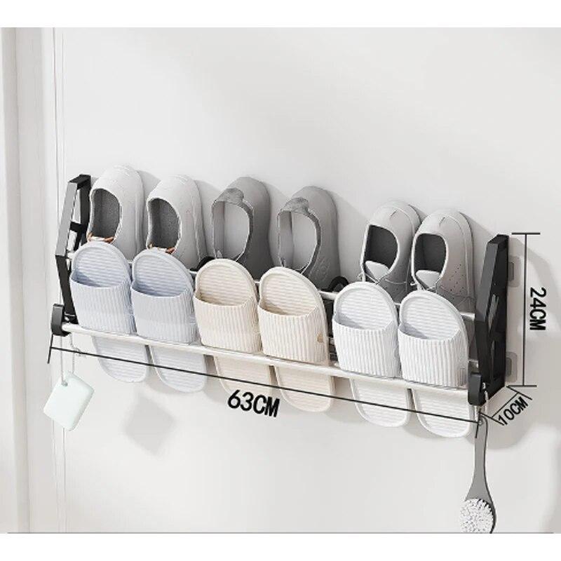 Nail Free and Hole Free Door Back Shoe Rack, Bathroom Slipper Rack, Simple Multi-layer Assembly, Wall Mounted Storage Rack