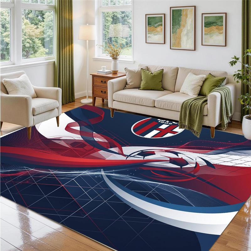 Bologna FC Design Crystal Velvet Rug Soft Decorative Mat for Bedroom Entrance