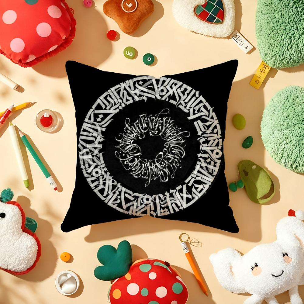 P-Pokras Lampas Art Graffiti Cushion Cover Plush Fabric Soft Double-Sided Printed Sofa Warm Winter Home Gift Pillow Cover