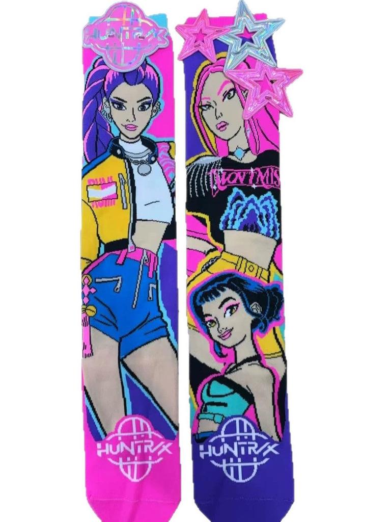 3D Cartoon Girl Knee-High Socks - Free Size for Kids