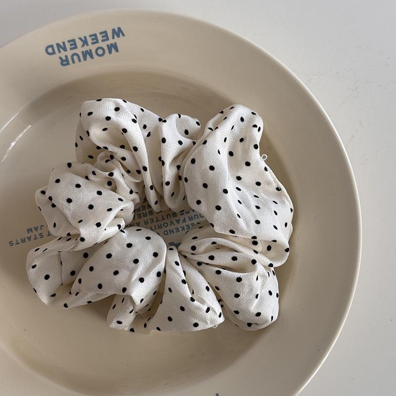 Chic French Polka Dot Scrunchie - Stylish Hair Tie Accessory