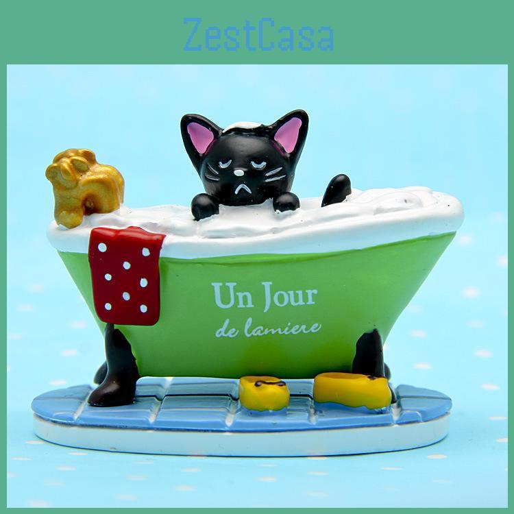 Black Cat Taking A Bath In The Bathtub Resin Ornament For Bathing Scene Photography And Gift Displays