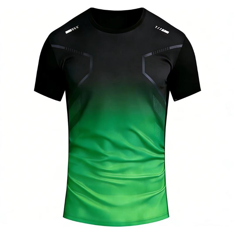 Men's T-shirt Outdoor Sports Running T-shirts Gradient Pattern Printed T-shirt Comfortable Quick Drying Short Sleeve Unisex Tops