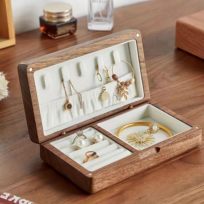 

Wood Jewelry Box High-end Solid Wood Retro Portable Ring Necklace Earring Storage Box Jewelry Boxes Desktop Organizer Best Gift