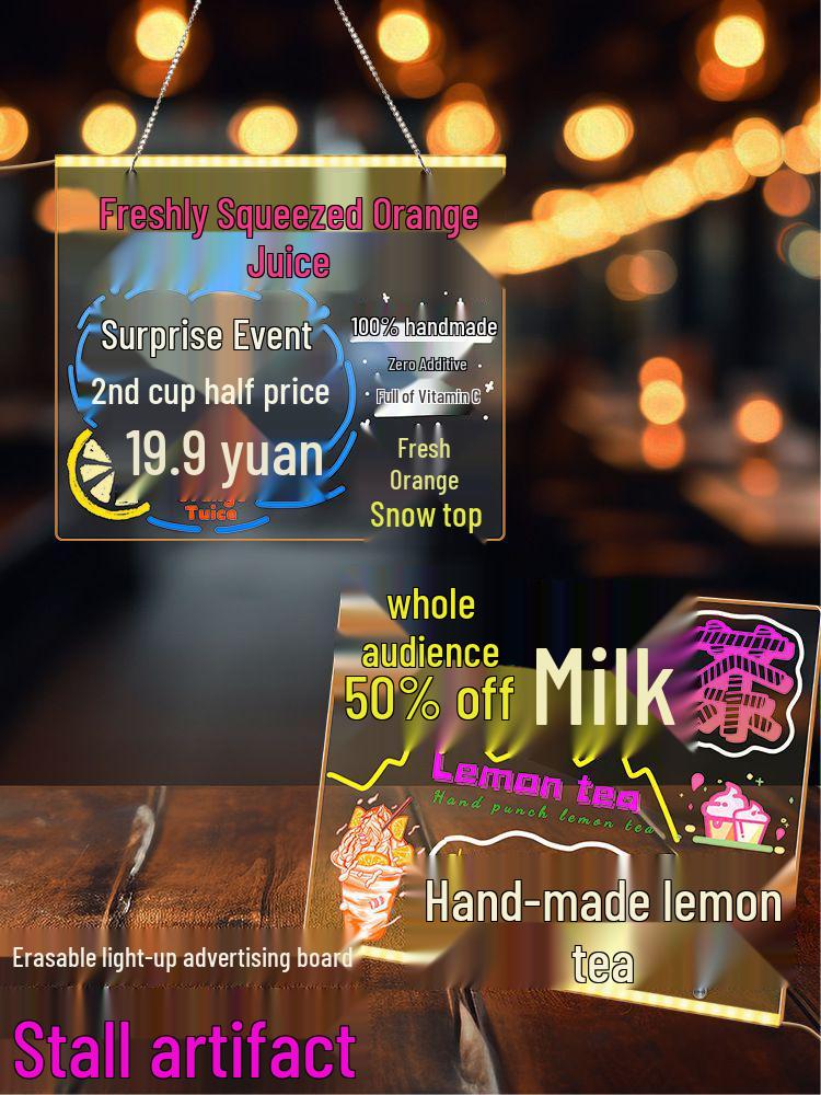 Erasable DIY Children's Luminous LED Drawing Board and Night Light Combo