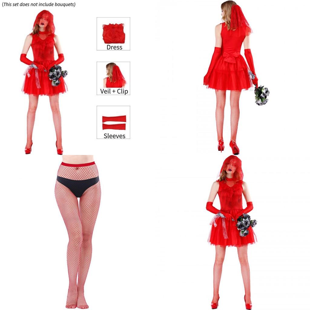 Adult Halloween Ghost Bride Costume In Red For Game Anime Cosplay