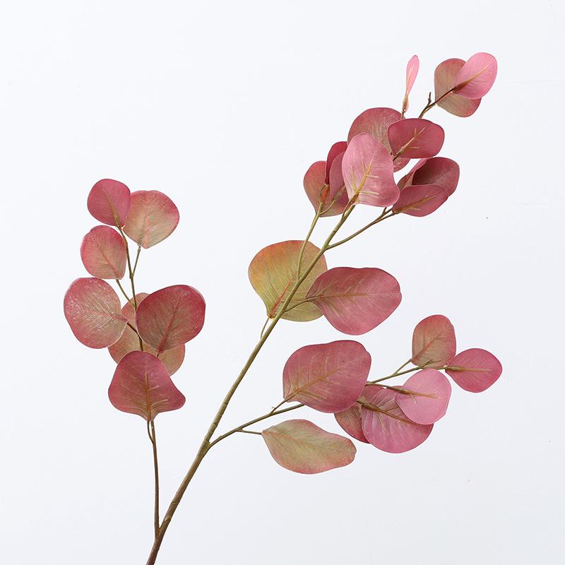 

Имитация растений 3D-печать листьев эвкалипта Денежный лист Имитация цветов Домашнее свадебное украшение Растение в горшке 80cm красный