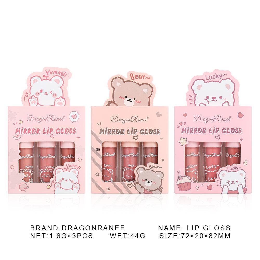 DragonRanee Pearlescent Lip Gloss: Hydrating, Glittery Lip Oil with Mirror Finish and Cartoon Design.